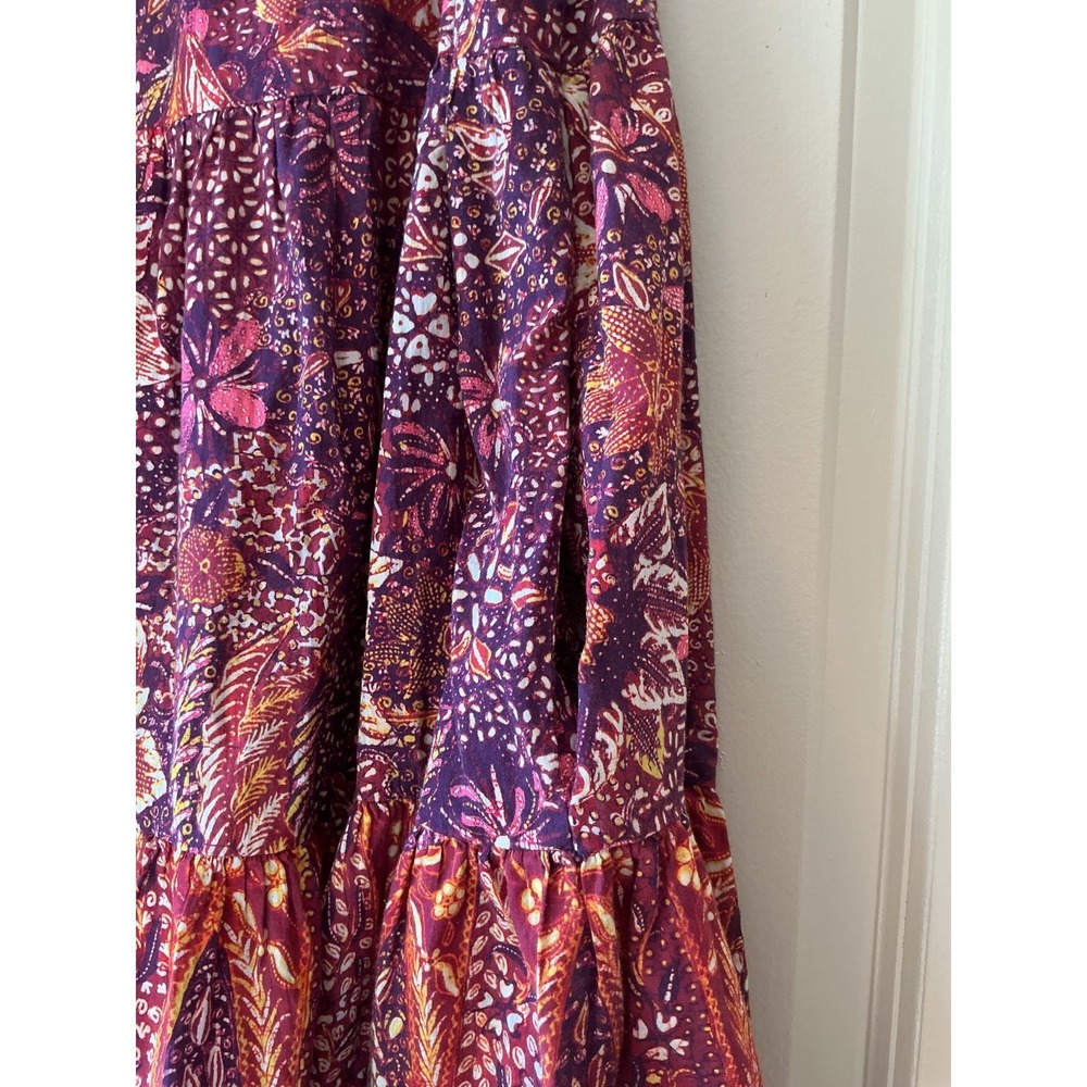 Ulla Johnson Mari Cotton Blend Red Burgandy Floral Trapeze Sleeveless Midi Dress - Picture 6 of 8